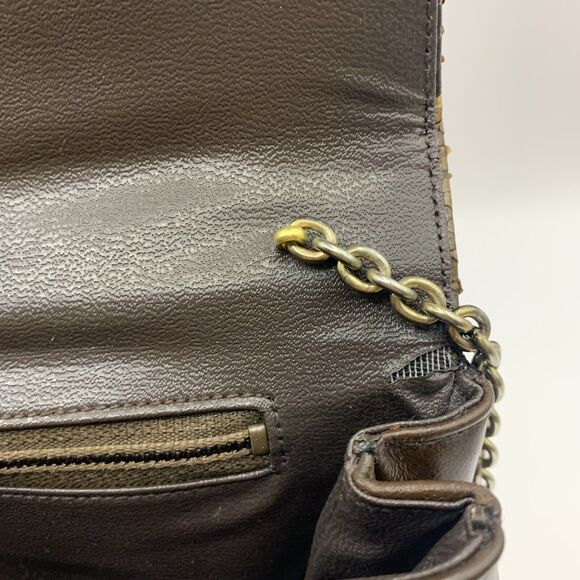 Vintage Reptile Snake Purse Brown Crossbody Chain Animal Glam Retro Exotic - Picture 9 of 9